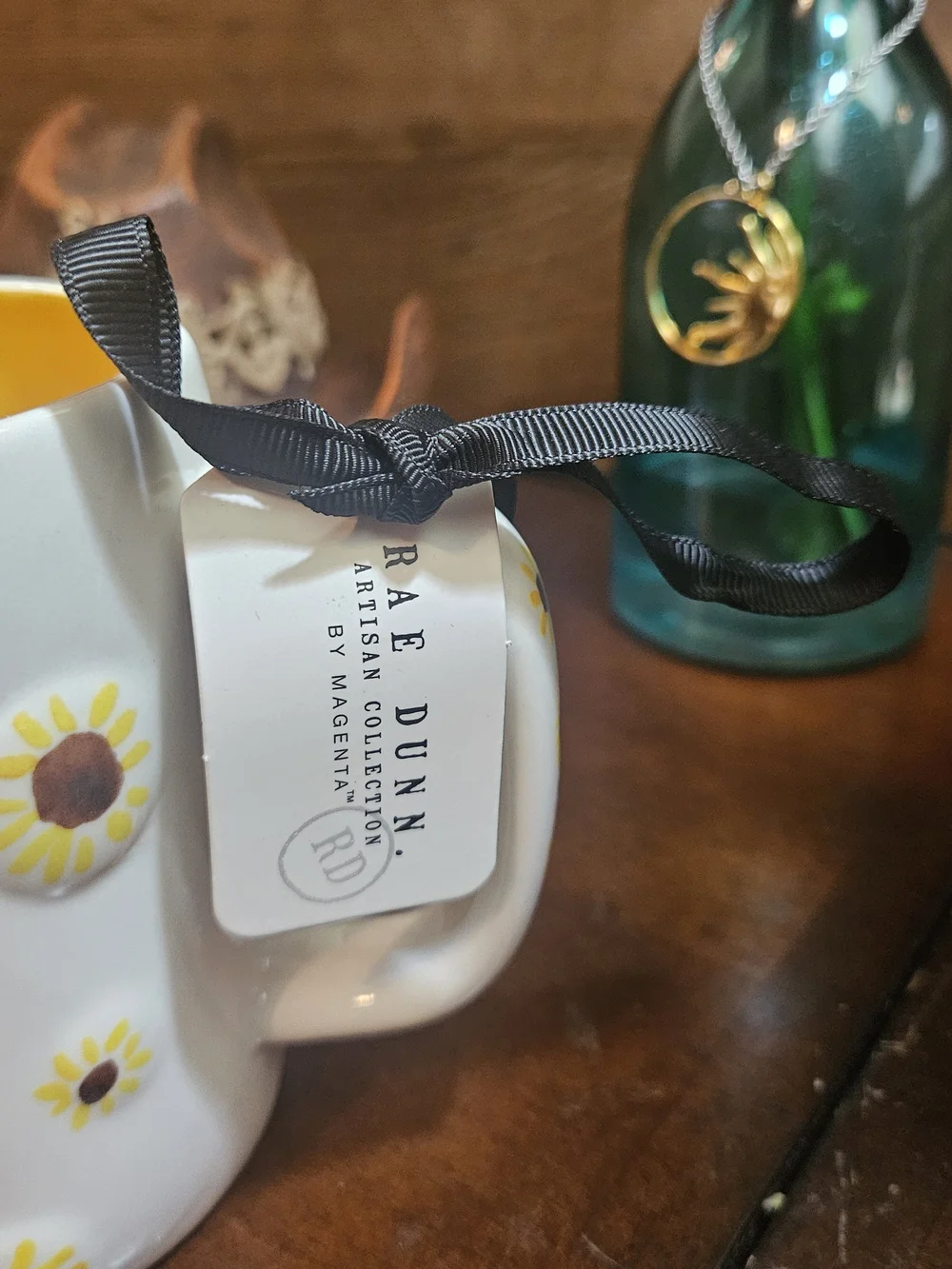 Rae Dunn White Mug with Yellow Sunflower Interior and Exterior